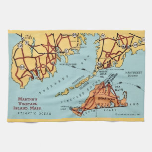 Linge De Cuisine Carte de la côte de Martha's Vineyard 