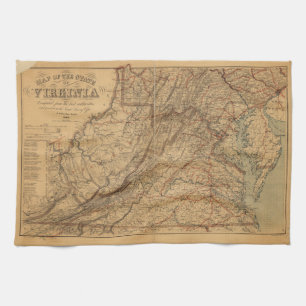 Linge De Cuisine Carte de l'état de Virginie (1865)