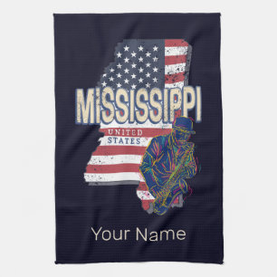 Linge De Cuisine Carte de l'État du Mississippi États-Unis Vintage 