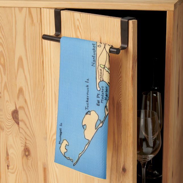 Linge De Cuisine Carte de l'île de Nantucket  (Pliage en tiers)