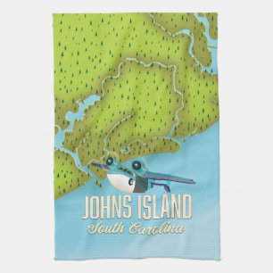 Linge De Cuisine Carte de l'île Johns, Caroline du Sud, États-Unis.