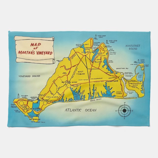 Linge De Cuisine Carte de Martha's Vineyard  (Horizontal)