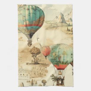 Linge De Cuisine Carte de montagne sauvage en ballon vintage