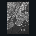 Linge De Cuisine Carte de New York | NYC | Noir et blanc<br><div class="desc">La serviette de cuisine moderne présente une carte de New York cool dans une palette de couleurs noir et blanc, avec "NYC" présentée dans une typographie urbaine élégante, justifiée à droite dans le coin inférieur droit. Les habitants de New York apprécieront cette serviette à main avec son torrent urbain cool....</div>