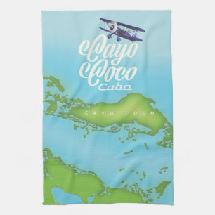 Linge De Cuisine Carte de style vintage de Cayo Coco Cuba.