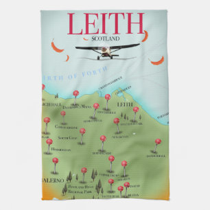 Linge De Cuisine Carte de style vintage de Leith Scotland