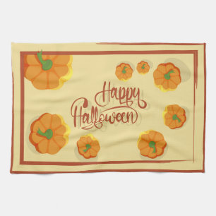 Linge De Cuisine Carte de voeux encadrée Happy Halloween typographi