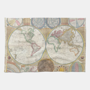 Linge De Cuisine Carte de voyage antique vintage Géographie du mond