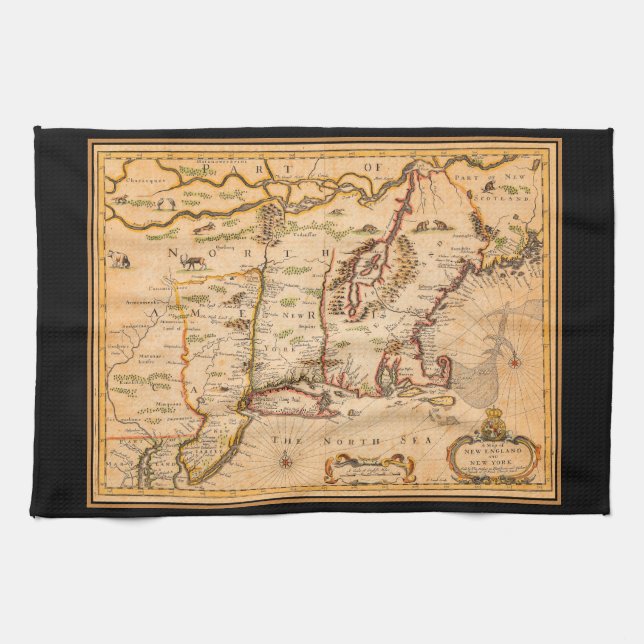 Linge De Cuisine Carte des colonies amérindiennes des années 1600 N (Horizontal)