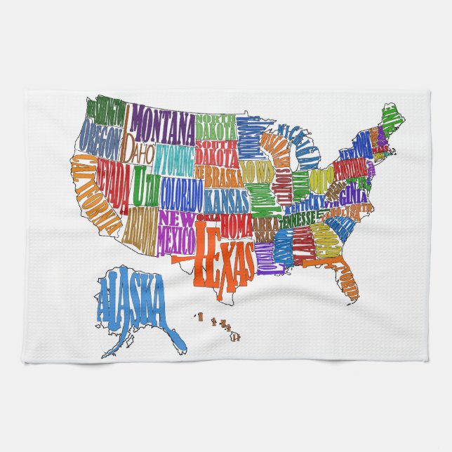 LINGE DE CUISINE CARTE DES USA (Horizontal)