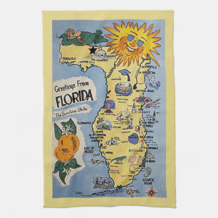 Linge De Cuisine Carte des voeux touristiques de Floride Vintage