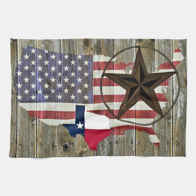 Linge De Cuisine Carte du drapeau de l'État de Texas Lone Star (Horizontal)