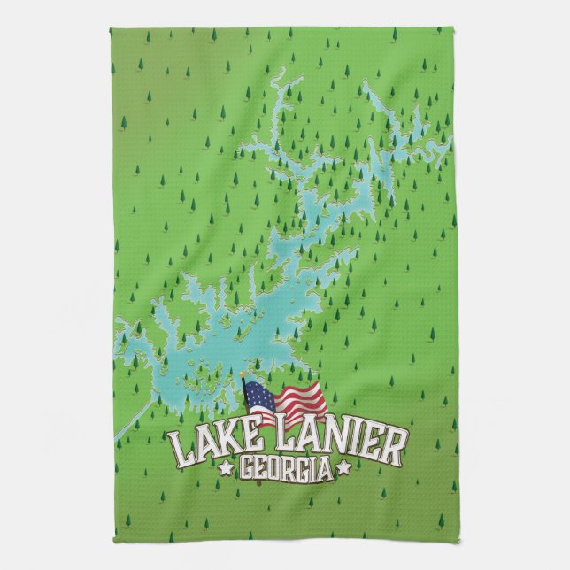 Linge De Cuisine Carte du lac Lanier Géorgie (Vertical)