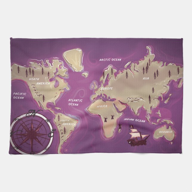 Linge De Cuisine Carte du monde (Horizontal)