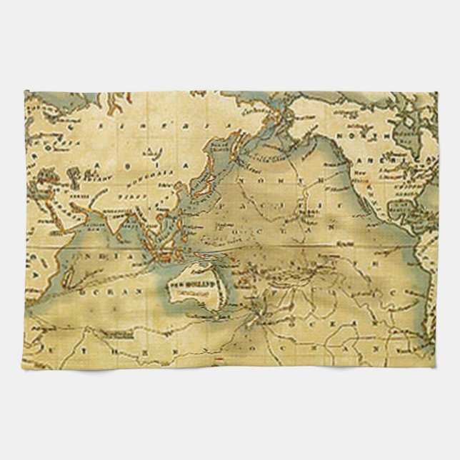 Linge De Cuisine Carte du monde antique (Horizontal)