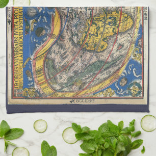 Linge De Cuisine Carte du monde en forme de coeur antique par Peter