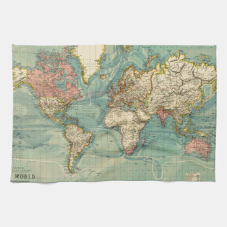 Linge De Cuisine Carte du monde vintage