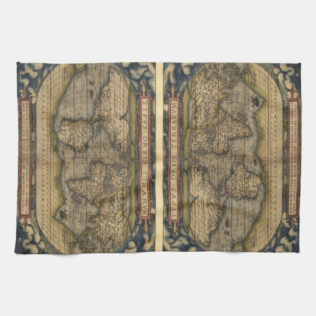 Linge De Cuisine Carte du monde vintage (Horizontal)