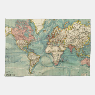 Linge De Cuisine Carte du monde vintage