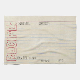 Linge De Cuisine Carte Index Recette vintage -Serviette -En-tête te