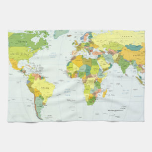Linge De Cuisine Carte mondiale Globe Pays Atlas