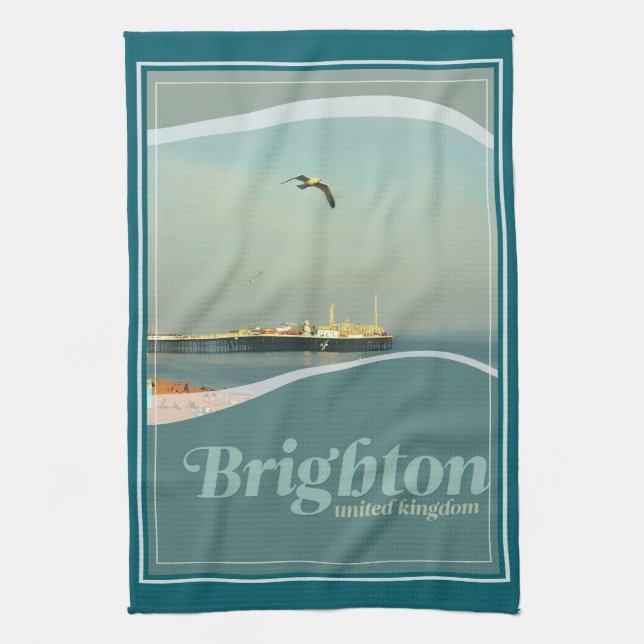 Linge De Cuisine Carte postale de mouette de Brighton Pier (Vertical)