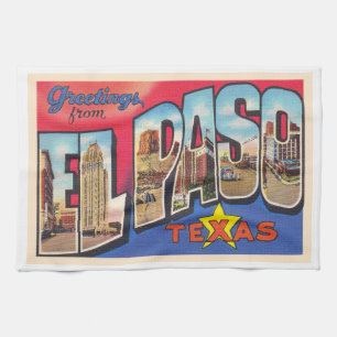 Linge De Cuisine Carte postale El Paso Texas TX Vintage Grande lett