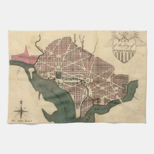 Linge De Cuisine Carte vintage de DC de Washington (1793)