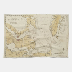 Linge De Cuisine Carte vintage de la baie de chesapeake (1781)