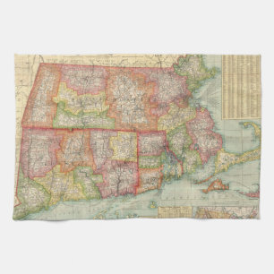Linge De Cuisine Carte vintage de la Nouvelle Angleterre States