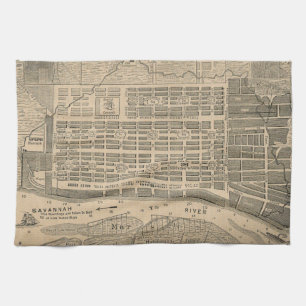 Linge De Cuisine Carte vintage de la savane la Géorgie (1818)