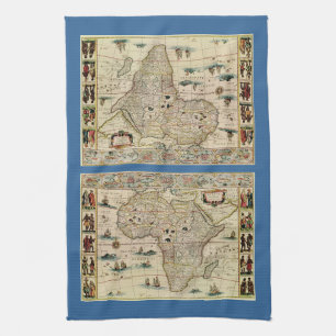 Linge De Cuisine Carte vintage de l'Afrique de 1660's par Willem