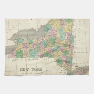 Linge De Cuisine Carte vintage de New York (1827)