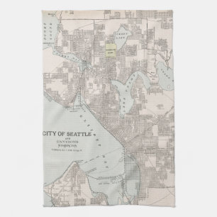 Linge De Cuisine Carte vintage de Seattle Washington (1901)
