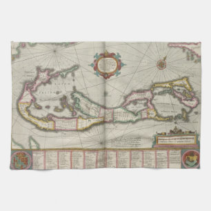Linge De Cuisine Carte vintage des Bermudes (1638)