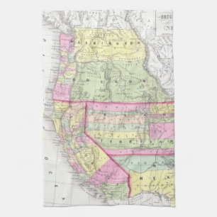 Linge De Cuisine Carte vintage des Etats-Unis occidentaux (1853)