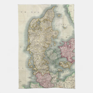 Linge De Cuisine Carte vintage du Danemark (1801)