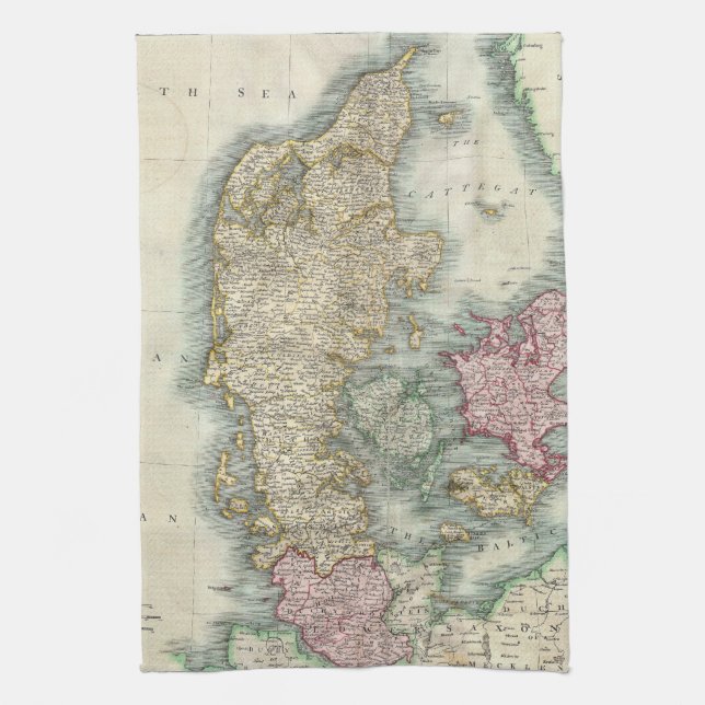 Linge De Cuisine Carte vintage du Danemark (1801) (Vertical)