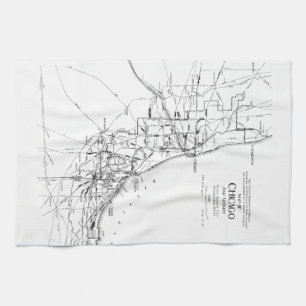 Linge De Cuisine Carte vintage du réseau ferroviaire de Chicago