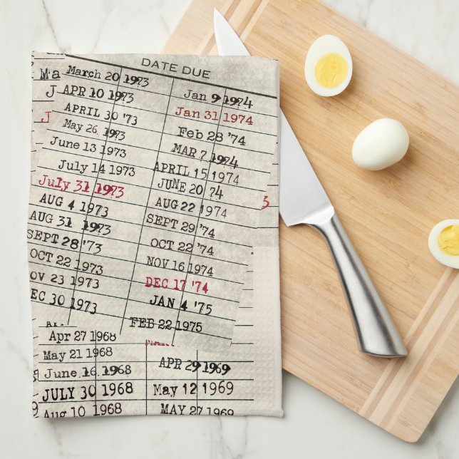 Linge De Cuisine Cartes de bibliothèque rétro (Quart Plié)