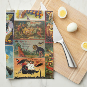 Linge De Cuisine Cartes de Halloween Vintage Collage