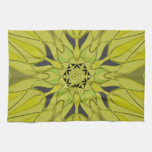 Linge De Cuisine Carton Mandala Flower Green