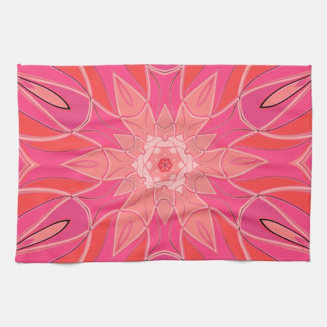 Linge De Cuisine Carton Mandala Flower Pink (Horizontal)