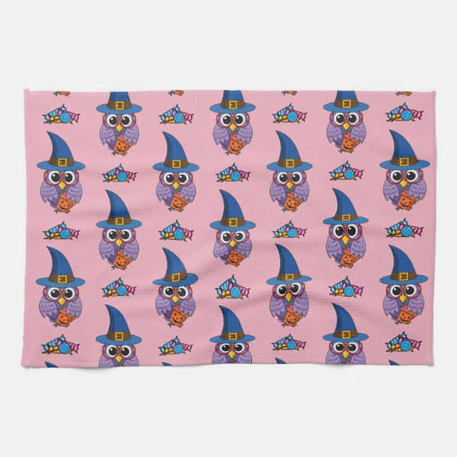 Linge De Cuisine Cartoon Wizard Owl Pattern (Horizontal)