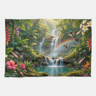 Linge De Cuisine Cascades Arc-en-ciel Colibris Cachette Tropicale
