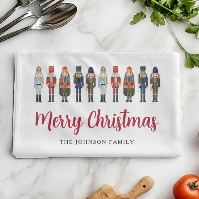 Linge De Cuisine Casse-noisette mignon rouge Joyeux Noël  (Red Cute Nutcracker Merry Christmas Kitchen Towel
)