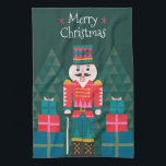 Linge De Cuisine Casse-noisette personnalisée de Noël<br><div class="desc">Illustration colorée et festive de Noisette de Noël. Cet élément peut être personnalisé avec un nom ou un message personnalisé. Créé à l'aide de formes géométriques et de couleurs vives et primaires, ce design Nutcracker fait une grande édition à votre décor de vacances moderne. Les couleurs comprennent : rouge, vert...</div>