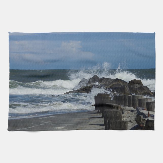 Linge De Cuisine Casser Des Vagues À La Folie (Horizontal)