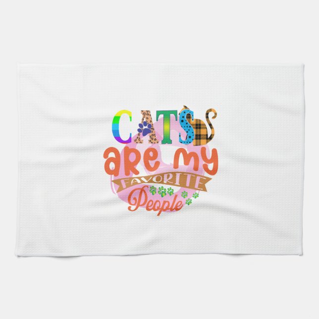 Linge De Cuisine Cat Art Les Chats Sont Mes Gens Préférés (Horizontal)