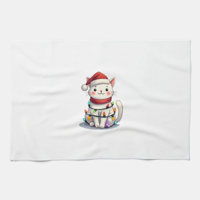 Linge De Cuisine Cat Christmas Tree Christmas (Horizontal)